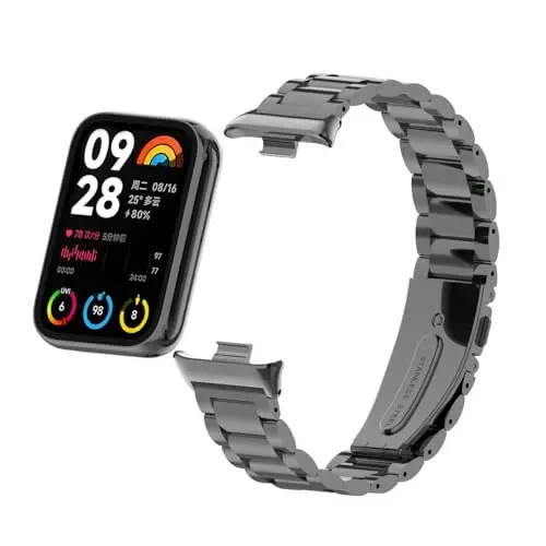 HOPMC Straps For Xiaomi Mi Band 8/9 Pro/Redmi Smartwatch 4/5 Metal Bracelet Protective Frame and 18MM Steel Mesh Wristband Bracelet for Women Men - 5
