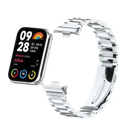 HOPMC Xiaomi Mi Band 8/9 Pro/Redmi Smartwatch 4/5 uchun tasmalar Metall bilaguzuk himoya ramkasi va ayollar va erkaklar uchun 18 mm po'lat to'r bilaguzuk - 2