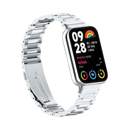 HOPMC Xiaomi Mi Band 8/9 Pro/Redmi Smartwatch 4/5 uchun tasmalar Metall bilaguzuk himoya ramkasi va ayollar va erkaklar uchun 18 mm po'lat to'r bilaguzuk - 3