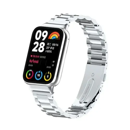 HOPMC Xiaomi Mi Band 8/9 Pro/Redmi Smartwatch 4/5 uchun tasmalar Metall bilaguzuk himoya ramkasi va ayollar va erkaklar uchun 18 mm po'lat to'r bilaguzuk - 4