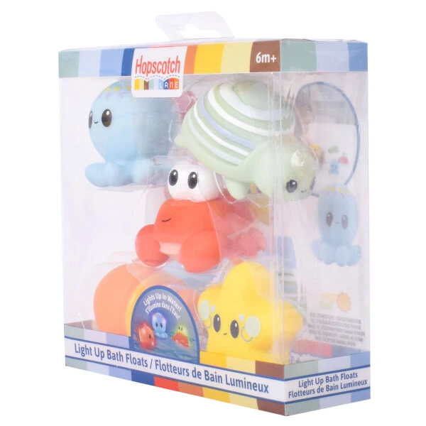 Hopscotch Lane Light up Bath Floats - 5 Count Sea Creature Toys, Children Ages 6+ Months - 6