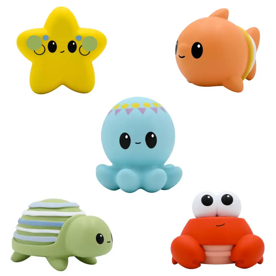 Hopscotch Lane Light Up Bath Floats - 5 Count Sea Creature Toys, Children Ages 6+ Months - 1