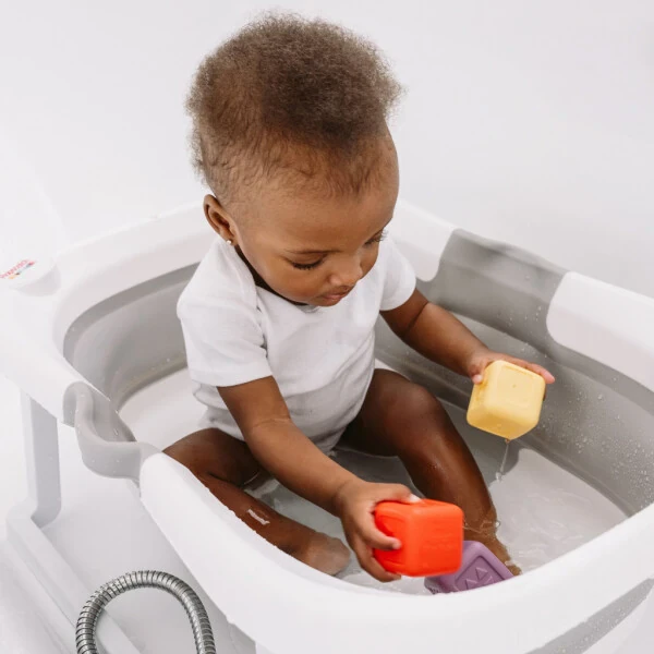 Hopscotch Lane Stack-n-Squirt Blocks - 6 Pack Soft Plastic Bath Squirters, Baby & Toddler 6+ Months - 5