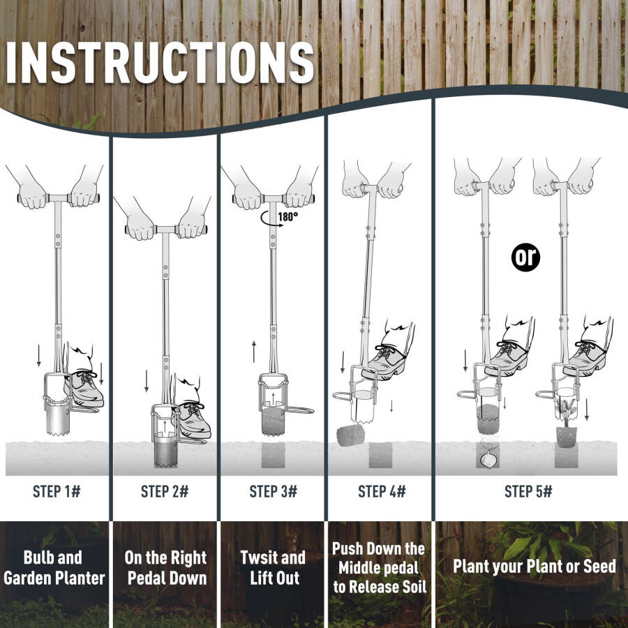 Hortem Bulb Planter Tool Long, Steel Garden Planting Tool for Digging, Soil Sampler, Transplanting, Flower Planting - 3