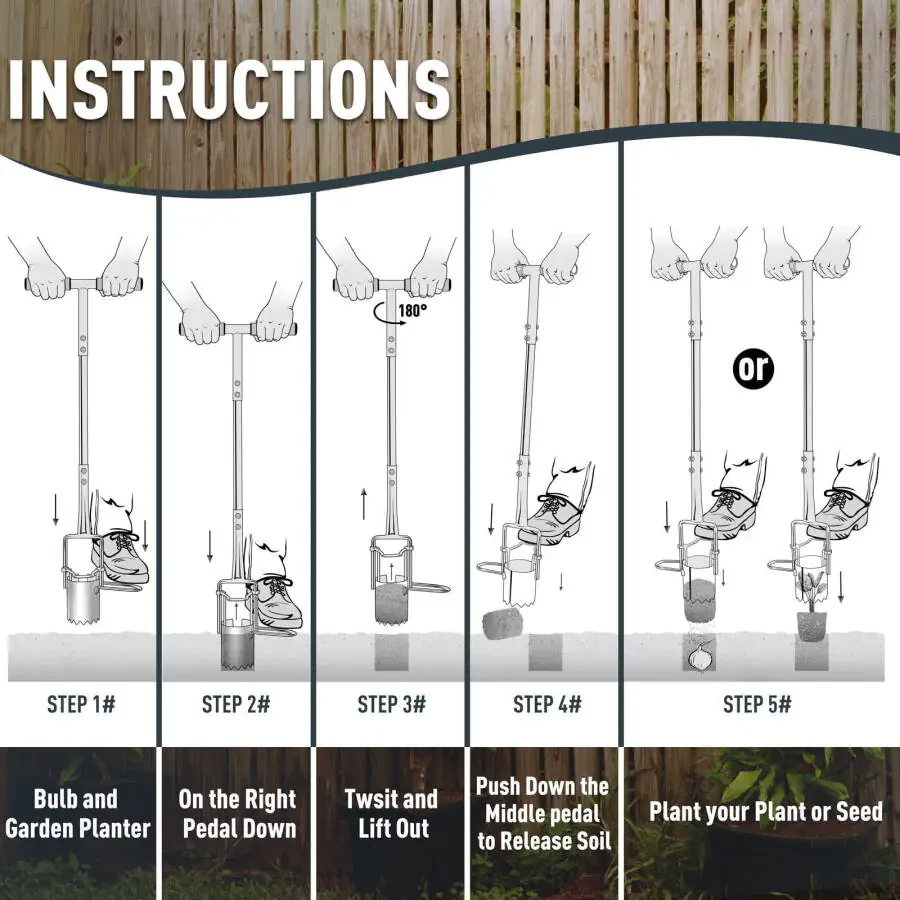 Hortem Lampochka Ekish Asbobi Uzun, Po'latdan Yasalgan Bog' Ekish Asbobi Qazish, Tuproq Namunasi Olish, Ko'chirib O'tkazish, Gul Ekish Uchun - 3