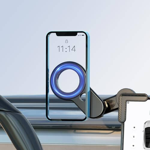 HOSEASON Tesla Telefon Tutucu, 【En Güçlü Manyetik Güç】 Tesla Model 3/Y Aksesuarları Tesla Ekran Telefon Tutucu, Tesla Telefon Tutucu iPhone 15/14/13/12 İçin 360° Ayarlanabilir (Siyah) - 7