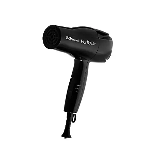 Hot Beauty 1875 Ceramic Hair Dryer, Powerful Fast Drying, Multi-Setting with Comb AttacModazoneent, Additional Detangler Included, Slide Bar Switch, Compact for Home & Travel (Black) - HOT BEAUTY (1)
