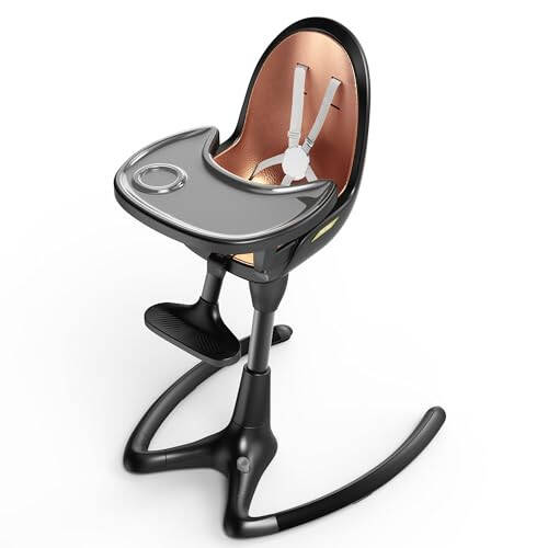 Hot Mom Baby High Chair Adjustable Seat Angle Lift Height Double Tray Luxury Baby Eating Chair,Lifetime Availability Chair,Black Gold - 38