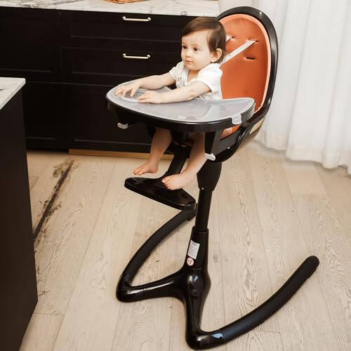 Hot Mom Baby High Chair Adjustable Seat Angle Lift Height Double Tray Luxury Baby Eating Chair,Lifetime Availability Chair,Black Gold - 41