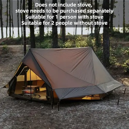 Hot Tent with Stove Jack – 4 Season Waterproof & Windproof Shelter for 1–4 People, Lightweight for Camping, Hiking, Hunting & Fishing - 2