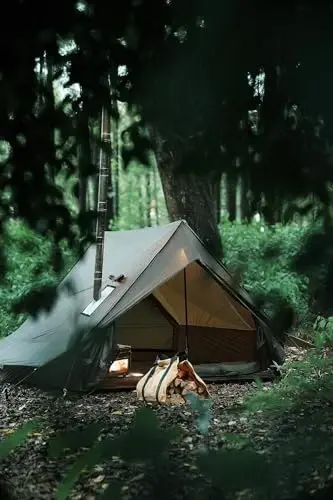 Hot Tent with Stove Jack – 4 Season Waterproof & Windproof Shelter for 1–4 People, Lightweight for Camping, Hiking, Hunting & Fishing - 3