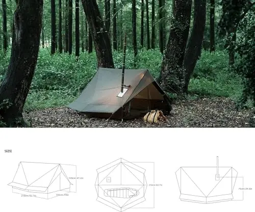 Hot Tent with Stove Jack – 4 Season Waterproof & Windproof Shelter for 1–4 People, Lightweight for Camping, Hiking, Hunting & Fishing - 6