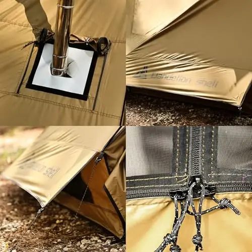 Hot Tent with Stove Jack – 4 Season Waterproof & Windproof Shelter for 1–4 People, Lightweight for Camping, Hiking, Hunting & Fishing - 4