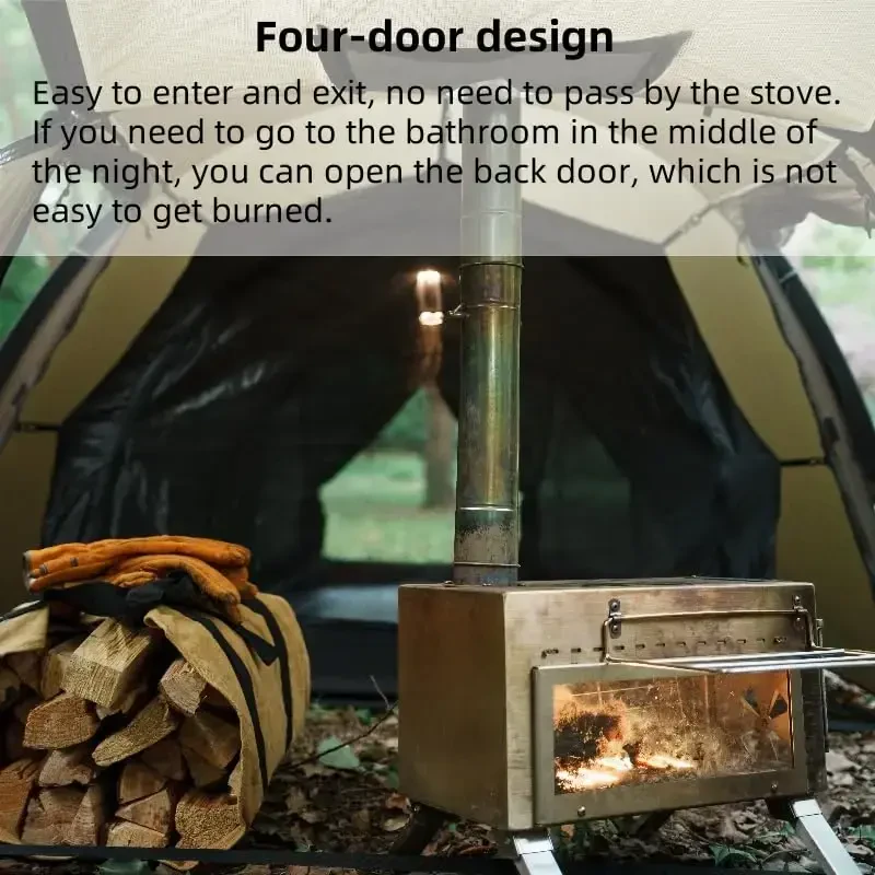 Hot Tent with Stove Jack – 4 Season Waterproof & Windproof Shelter for 1–4 People, Lightweight for Camping, Hiking, Hunting & Fishing - 4