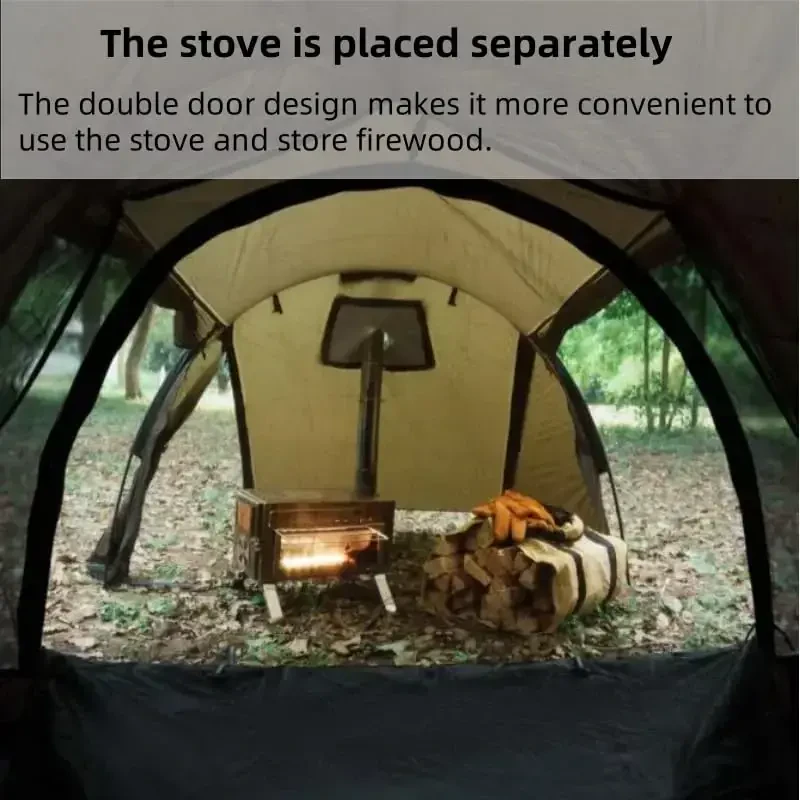 Hot Tent with Stove Jack – 4 Season Waterproof & Windproof Shelter for 1–4 People, Lightweight for Camping, Hiking, Hunting & Fishing - 5