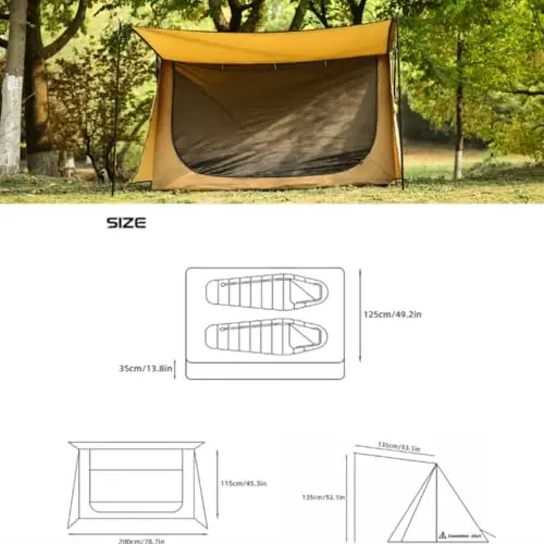 Hot Tent with Stove Jack – 4 Season Waterproof & Windproof Shelter for 1–4 People, Lightweight for Camping, Hiking, Hunting & Fishing - 3