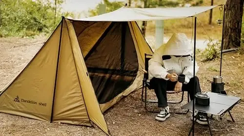 Hot Tent with Stove Jack – 4 Season Waterproof & Windproof Shelter for 1–4 People, Lightweight for Camping, Hiking, Hunting & Fishing - 4