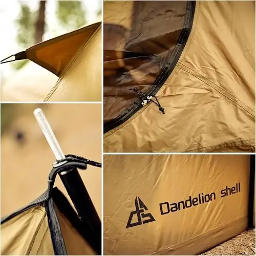 Hot Tent with Stove Jack – 4 Season Waterproof & Windproof Shelter for 1–4 People, Lightweight for Camping, Hiking, Hunting & Fishing - 5