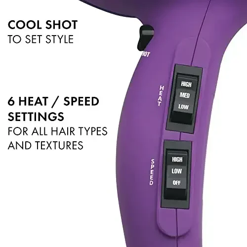 Hot Tools Pro Artist 1875W Turbo Ionic Dryer | Smooth, Frizz Free Blowouts (Purple) - 3