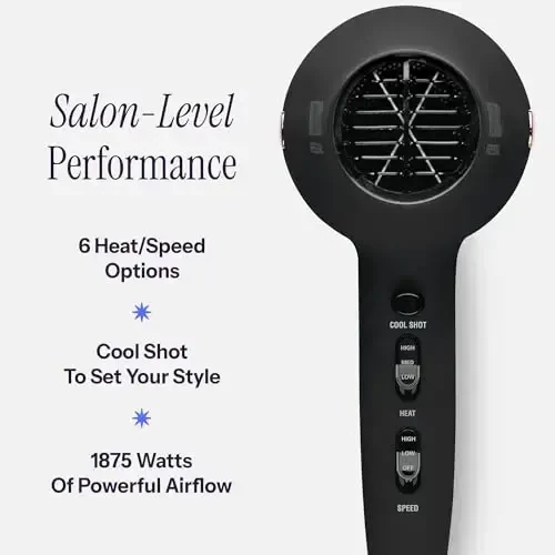 HOT TOOLS Professional Ceramic Rainbow Hair Dryer - Fast Drying Blow Dryer with Quiet Operation and Ion Technology for Long-Lasting and Shinier Hair - 1875 Watts - 4