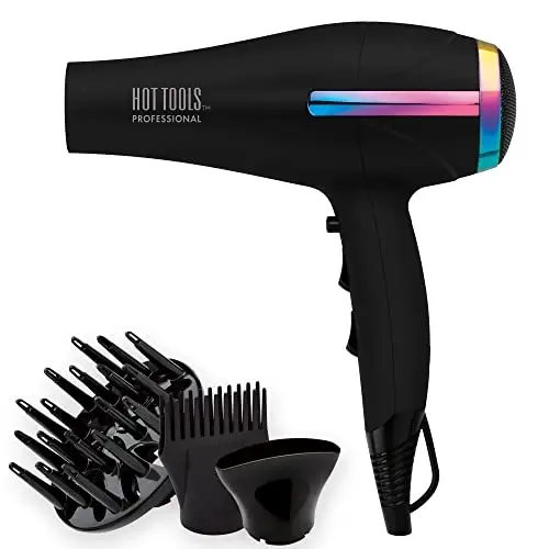 Hot Tools Professional Rainbow Turbo Ceramic Hair Dryer | 1875W Powerful and Quiet Blowouts & 24K Gold One-Step Hair Dryer and Volumizer | Style and Dry, Professional Blowout with Ease - HOT TOOLS (1)