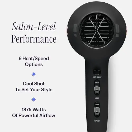 HOT TOOLS Professional Ceramic Rainbow Hair Dryer - Fast Drying Blow Dryer with Quiet Operation and Ion Technology for Long-Lasting and Shinier Hair - 1875 Watts - 4