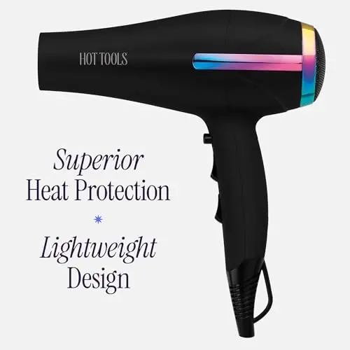 HOT TOOLS Professional Ceramic Rainbow Hair Dryer - Fast Drying Blow Dryer with Quiet Operation and Ion Technology for Long-Lasting and Shinier Hair - 1875 Watts - 1