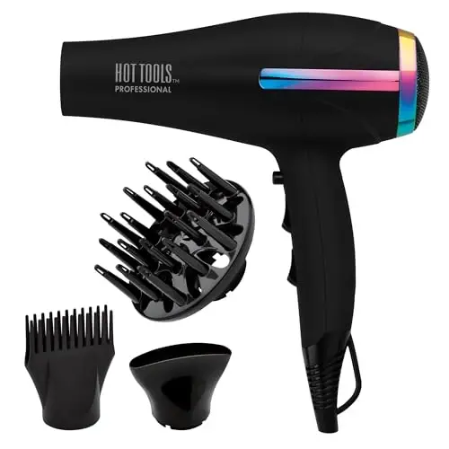 HOT TOOLS Professional Ceramic Rainbow Hair Dryer - Fast Drying Blow Dryer with Quiet Operation and Ion Technology for Long-Lasting and Shinier Hair - 1875 Watts - 5