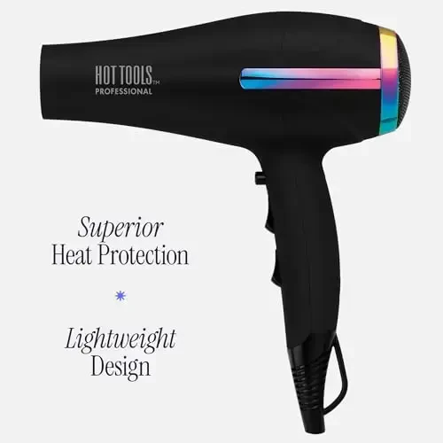HOT TOOLS Professional Ceramic Rainbow Hair Dryer - Fast Drying Blow Dryer with Quiet Operation and Ion Technology for Long-Lasting and Shinier Hair - 1875 Watts - HOT TOOLS (1)