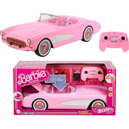 Hot Wheels Barbie RC Corvette from Barbie The Movie, Full-Function Remote-Control Toy Car Holds 2 Barbie Dolls - 1