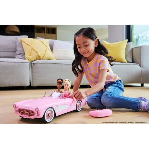 Hot Wheels Barbie RC Corvette from Barbie The Movie, Full-Function Remote-Control Toy Car Holds 2 Barbie Dolls - 2