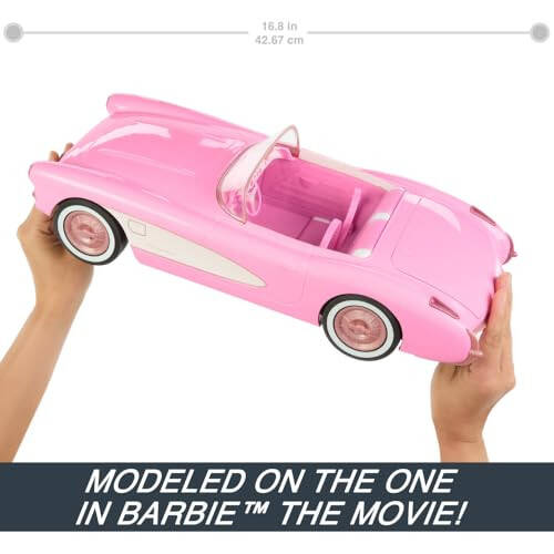 Hot Wheels Barbie RC Corvette from Barbie The Movie, Full-Function Remote-Control Toy Car Holds 2 Barbie Dolls - 3