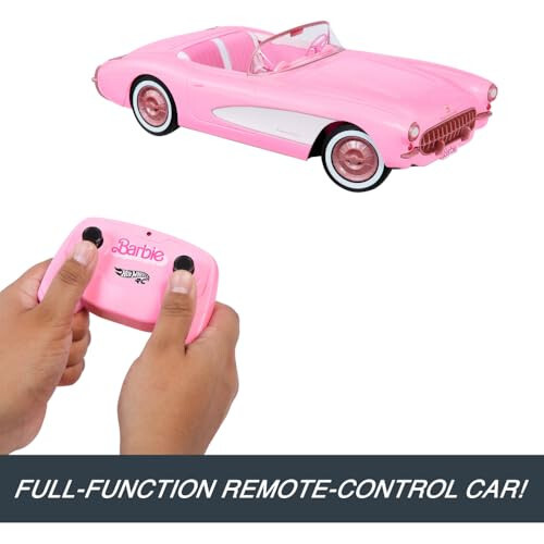 Hot Wheels Barbie RC Corvette from Barbie The Movie, Full-Function Remote-Control Toy Car Holds 2 Barbie Dolls - 4