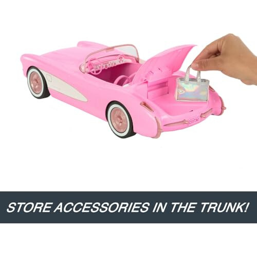 Hot Wheels Barbie RC Corvette from Barbie The Movie, Full-Function Remote-Control Toy Car Holds 2 Barbie Dolls - 6