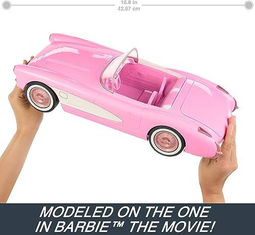 Hot Wheels Barbie RC Corvette from Barbie The Movie, Full-Function Remote-Control Toy Car Holds 2 Barbie Dolls - 9