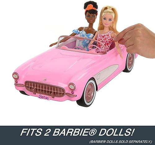 Hot Wheels Barbie RC Corvette from Barbie The Movie, Full-Function Remote-Control Toy Car Holds 2 Barbie Dolls - 11