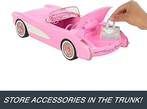 Hot Wheels Barbie RC Corvette from Barbie The Movie, Full-Function Remote-Control Toy Car Holds 2 Barbie Dolls - 12