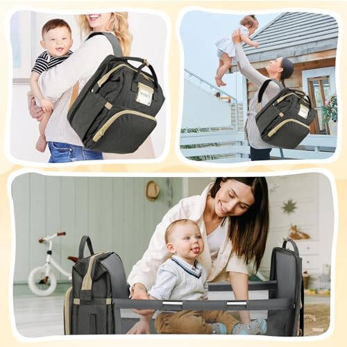 HOTBEST Diaper Bag Backpack, Large Baby Bag, Nappy Changing Bags with Changing Pad, Multifunction Waterproof Travel Essentials Baby Bag, Unisex and Stylish - 2