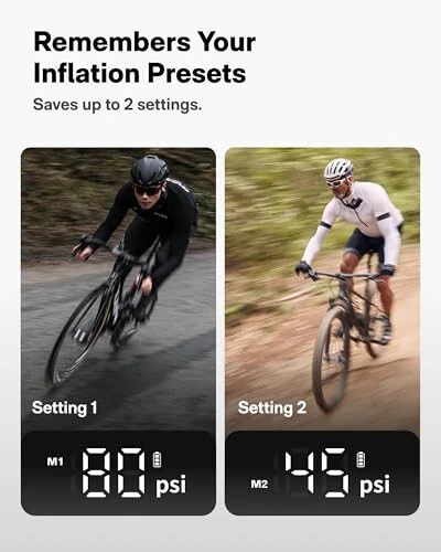 HOTO Mini Bike Tire Pump, 25s Fast Inflate Bicycle Pump with Gauge, 150PSI Portable Electric Bike Air Pump with Presta and Schrader Valve for Road Bike, Motorcycle, Mountain Bike, E-Bike, City Bike - 5