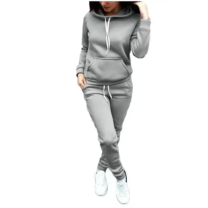 hotojiny Women Jogger Outfit Matching Sweat Suits Long Sleeve Hooded Sweatshirt and Sweatpants 2 Piece Workout Sets Tracksuit Womens Clothes - HOTOJINY