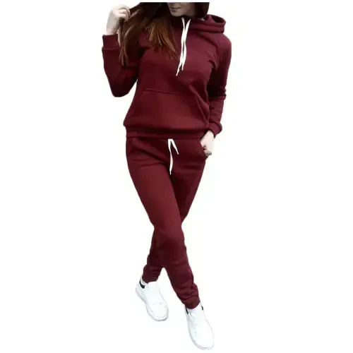 hotojiny Women Jogger Outfit Matching Sweat Suits Long Sleeve Hooded Sweatshirt and Sweatpants 2 Piece Workout Sets Tracksuit Womens Clothes - 1