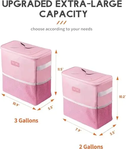 HOTOR 3 Gallons Car Trash Can, Ultra Large Capacity Organizer and Storage with Adjustable Straps & Magnetic Snaps, Waterproof Car Accessory for Interior Car Stuff Storage, Pink - 6