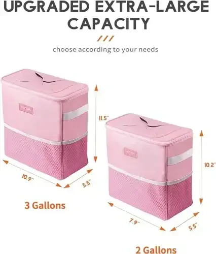 HOTOR 3 Gallons Car Trash Can, Ultra Large Capacity Organizer and Storage with Adjustable Straps & Magnetic Snaps, Waterproof Car Accessory for Interior Car Stuff Storage, Pink - 6