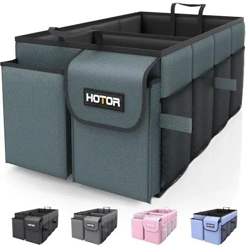 HOTOR Trunk Organizer for Car - Car Organizer, Foldable Trunk organizer for SUVs & Sedans, Sturdy Car Organization for Car Accessories, Tools, Sundries, Deep Teal, 2 Compartments, 21.3