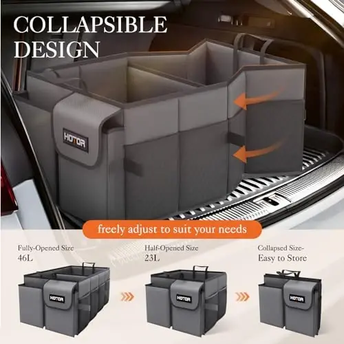HOTOR Foldable Trunk Organizer - 2-Compartment 21.3