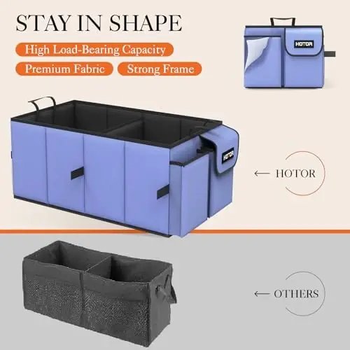 HOTOR Large-Capacity Trunk Organizer - Foldable for SUVs & Sedans, Sturdy Organization for Car Accessories, Tools, Sundries, Blue, 2 Compartments, US11032 | Foldable, Sturdy Organization, for Car Accessories, Tools, Sundries, US11032 - 3