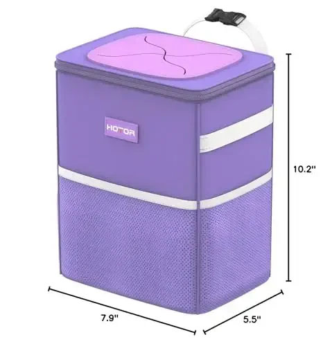 HOTOR Car Trash Can with Lid and Storage Pockets, 100% Leak-Proof Car Organizer, Waterproof Car Garbage Can, Multipurpose Trash Bin for Car, 2 Gallons, Purple, HT138 - HOTOR (1)