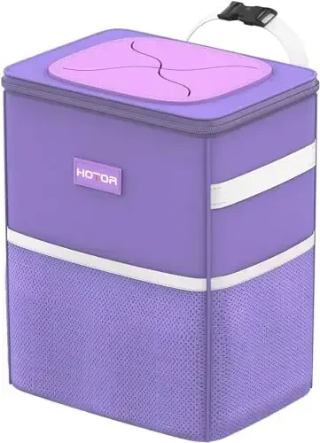 HOTOR Car Trash Can with Lid and Storage Pockets, 100% Leak-Proof Car Organizer, Waterproof Car Garbage Can, Multipurpose Trash Bin for Car, 2 Gallons, Purple, HT138 - 1