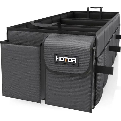 HOTOR Trunk Organizer for Car - Car Organizer, Foldable Trunk organizer for SUVs & Sedans, Sturdy Organization for Car Accessories, Tools, Sundries, Black, 3 Compartments, 35.4