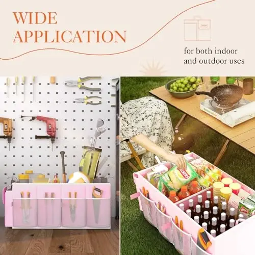 HOTOR SUV va sedanlar uchun buklanadigan yukxona tashkilotchisi, pushti, 2 ta bo'linma, 21,3